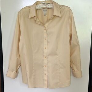 Chico's No-Iron Yellow Long 3/4 Sleeve Blouse Size 3